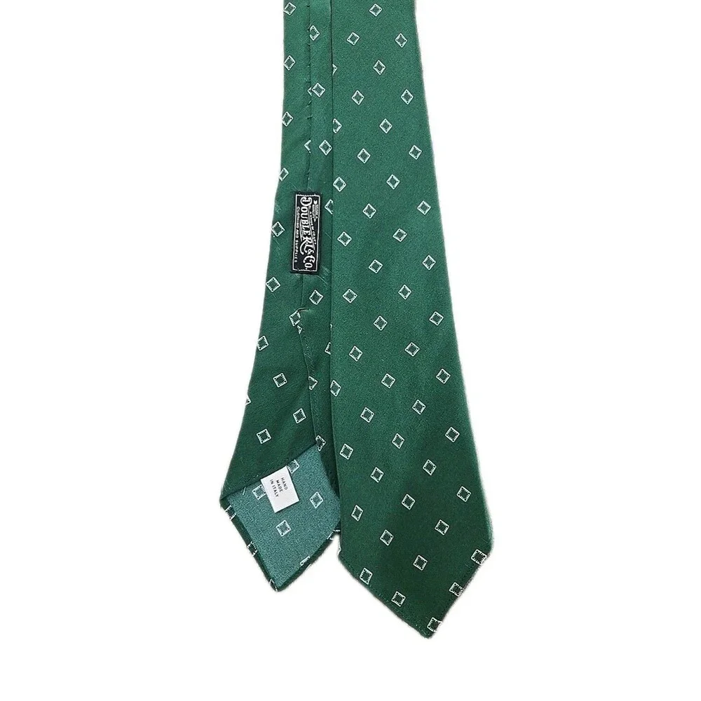Vintage Ralph Lauren Double RL RRL Polo 100% Silk Green Geometric Tie USA Made